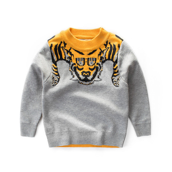 Модерен детски пуловер за момче с О-образна яка в два цвята