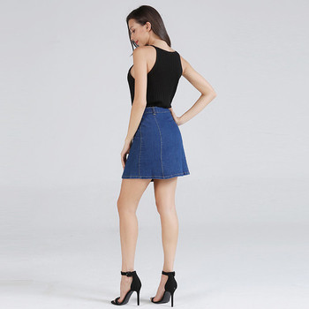 Дънкова дамска  пола с висока талия в три цвята