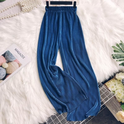 Модерен дамски панталон с висока талия в няколко цвята - широк модел