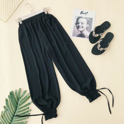 Ежедневен дамски панталон в черен и сив цвят