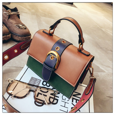 Дамска цветна чанта с къси и дълги дръжки - различни цветове