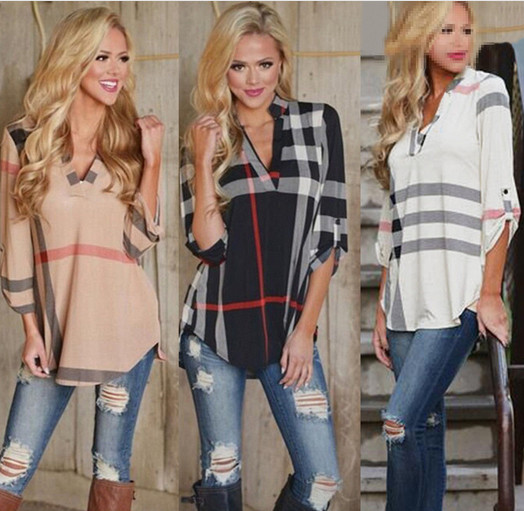 Bluză de damă modernă cu decolteu în V în mai multe culori