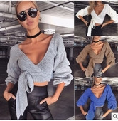 ХИТ Стилна дамска блуза с V-образно деколте и набрани ръкави в няколко цвята