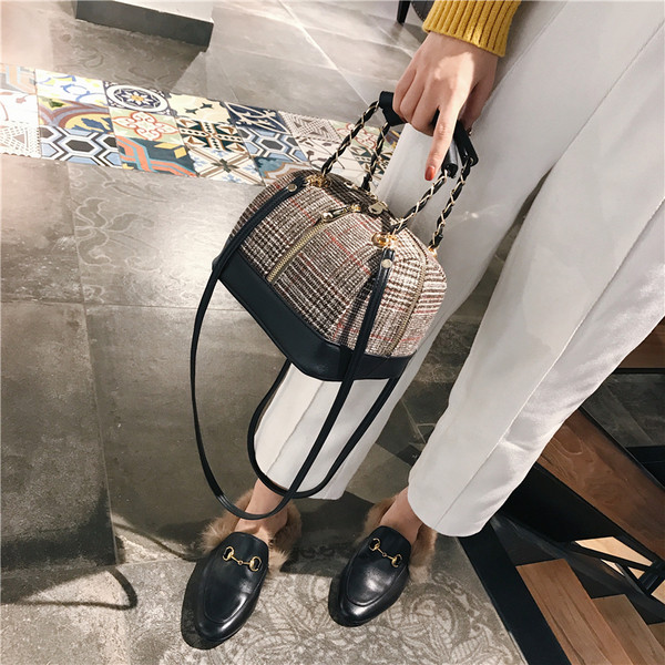 Ретро дамска чанта с дълги дръжки и цип - 2 цвята