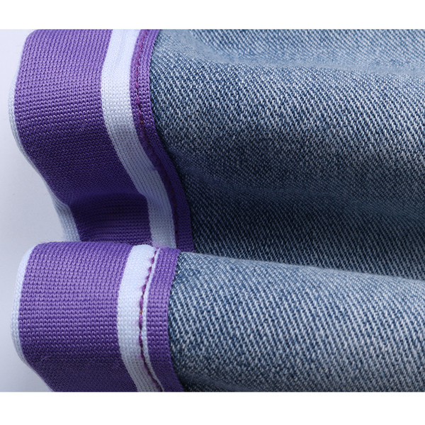 Дамски дънки с еластична талия и разкъсани мотиви в два модела