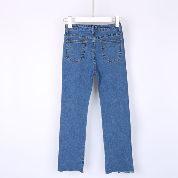 Дамски дънки с цепки и декоративни перли