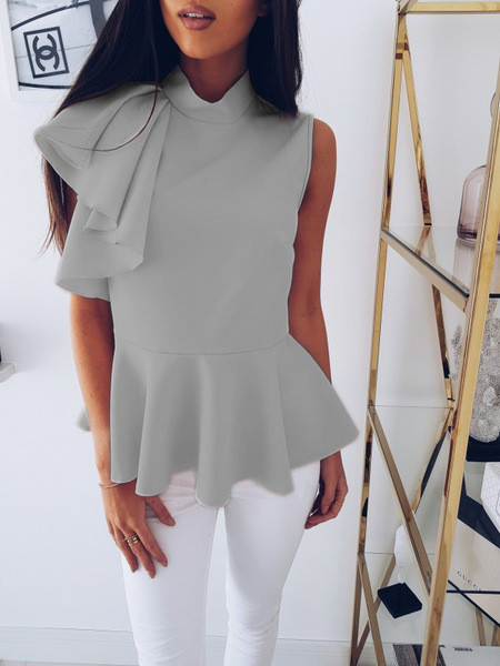 Стилен дамски потник разкроен модел с елемент волан  в няколко цвята 