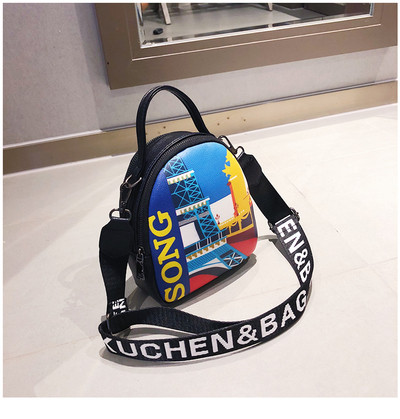 Дамска малка цветна раница с дълга дръжка