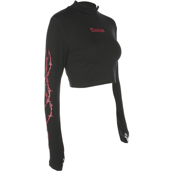 Актуален дамски топ с дълъг ръкав в червн цвят и апликация