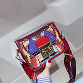 Модерна дамска цветна чанта с дебели дръжки