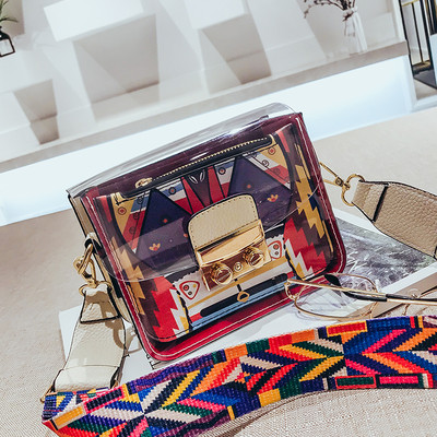 Модерна дамска цветна чанта с дебели дръжки