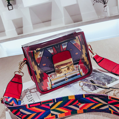 Модерна дамска цветна чанта с дебели дръжки