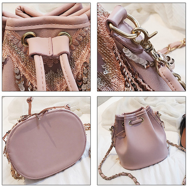 Дамска чанта с пайети и дълга дръжка - 3 цвята