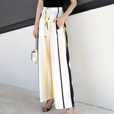 Раиран дамски панталон в два цвята - широк модел