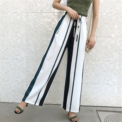 Раиран дамски панталон в два цвята - широк модел