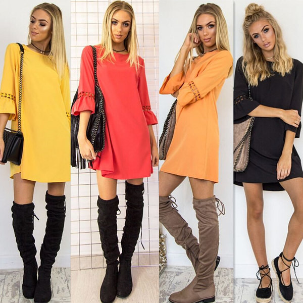 Rochie de dama moderna model lat cu maneci lotus in mai multe culori