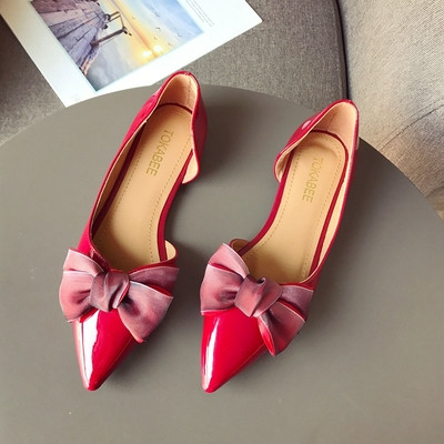 Стилни дамски обувки с панделка в три цвята