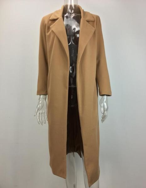 Стилно дълго тънко дамско палто в пет цвята