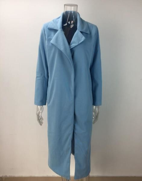 Стилно дълго тънко дамско палто в пет цвята