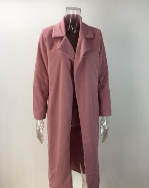 Стилно дълго тънко дамско палто в пет цвята