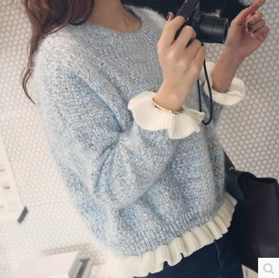Нежен дамски пуловер с О-образна яка в 2 цвята