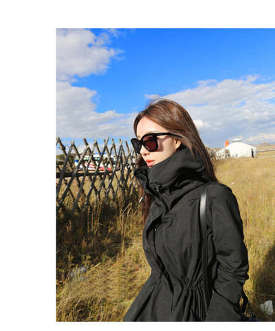 Μακρύ  γυναικείο  μπουφάν με ψηλό γιακά και κουκούλα