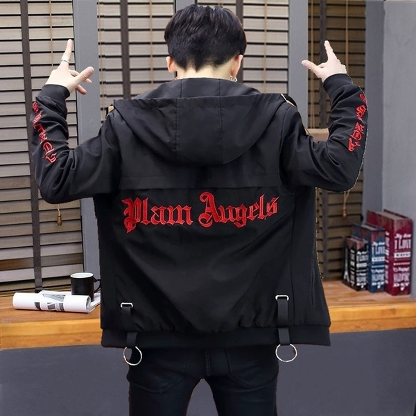 Мъжко модерно яке с надпис и метални елементи в няколко модела