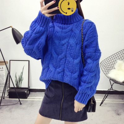 Дамски пуловер с висока яка тип поло - 4 цвята