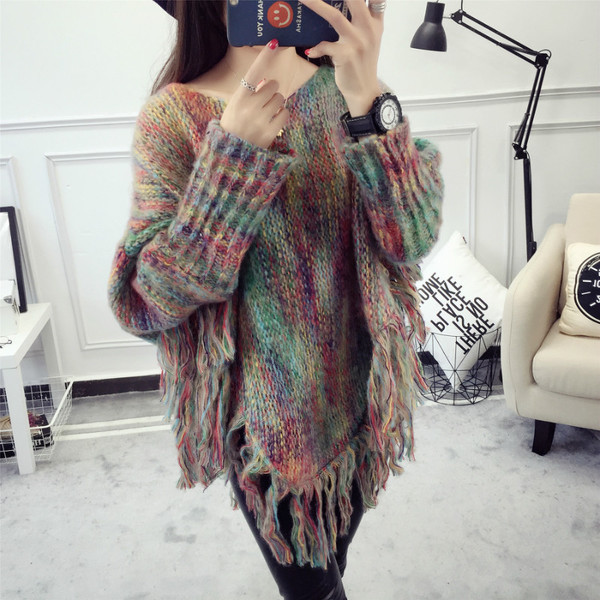 Дамски пуловер с ресни - 2 цвята