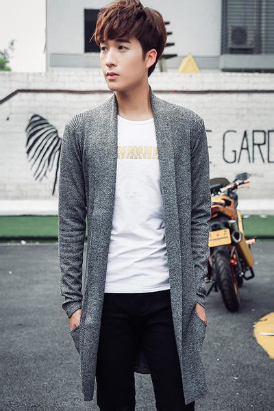 Мъжка стилна жилетка в сив и черен цвят