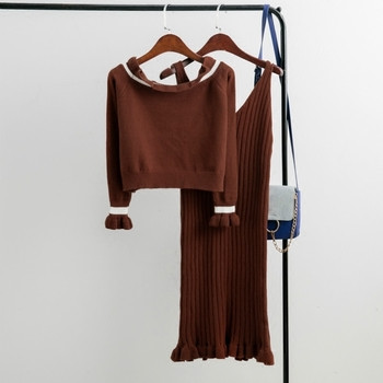 Γυναικείο σετ  για το  φθινόπωρο - πουλόβερ με μακρύ μανίκι  και φόρεμα  