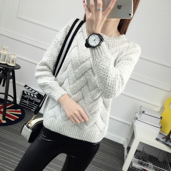 Дамски ежедневен пуловер с О-образна яка в няколко цвята