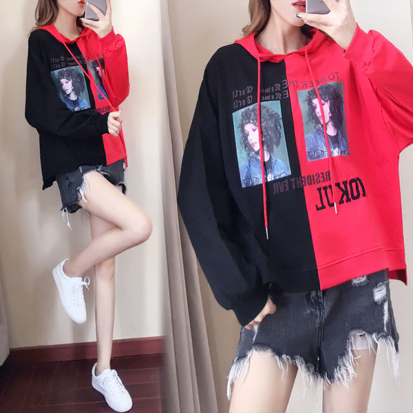 Спортен дамски суичър с щампа в няколко цвята