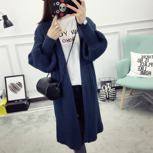 Дамска дълга жилетка с ръкав тип фенер в няколко цвята