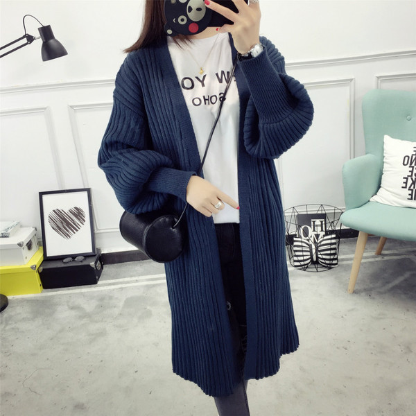 Дамска дълга жилетка с ръкав тип фенер в няколко цвята