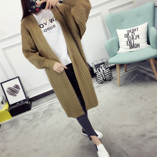 Дамска дълга жилетка с ръкав тип фенер в няколко цвята