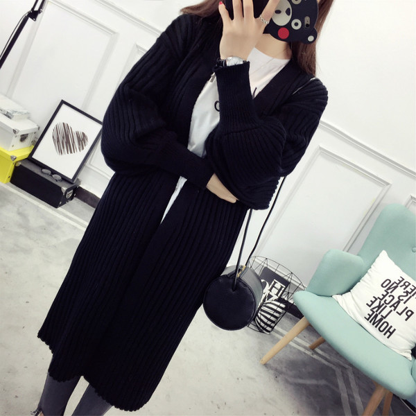 Дамска дълга жилетка с ръкав тип фенер в няколко цвята