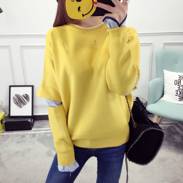 Καθημερινό πουλόβερ με κολάρο σε σχήμα O - διαφορετικά χρώματα