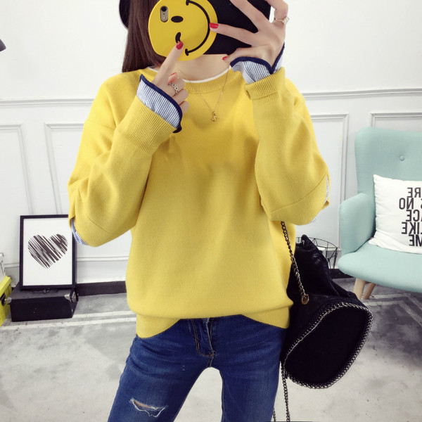 Καθημερινό πουλόβερ με κολάρο σε σχήμα O - διαφορετικά χρώματα