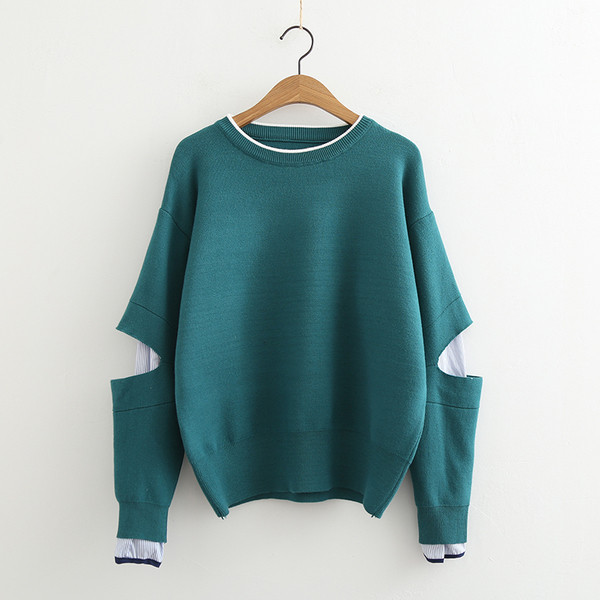 Καθημερινό πουλόβερ με κολάρο σε σχήμα O - διαφορετικά χρώματα