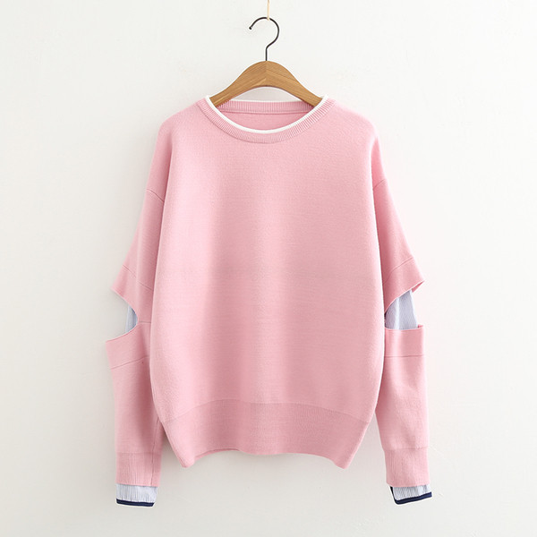 Καθημερινό πουλόβερ με κολάρο σε σχήμα O - διαφορετικά χρώματα