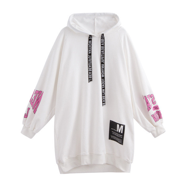 Μοντέρνο μακρύ γυναικείο πουλόβερ με επιγραφές σε τρία χρώματα