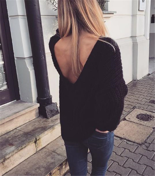 Дамски пуловер с отворен гръб в няколко цвята