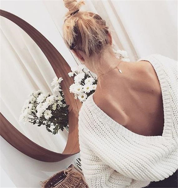 Дамски пуловер с отворен гръб в няколко цвята