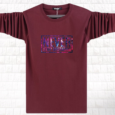 Мъжка памучна блуза в няколко цвята с щампа и надпис