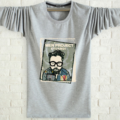 Мъжка памучна блуза в няколко цвята с щампа и надпис