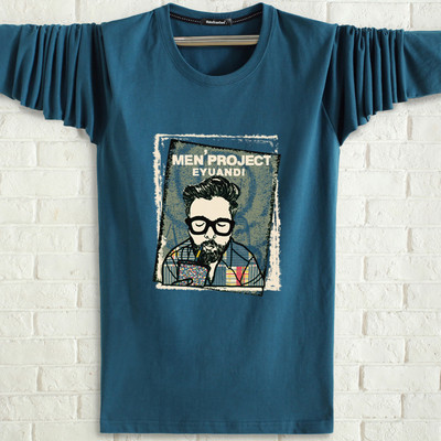 Мъжка памучна блуза в няколко цвята с щампа и надпис