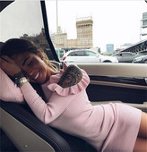 Нежна дамска рокля с отворени рамене - рипс