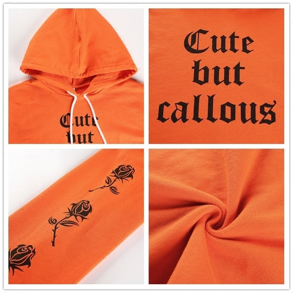 Къс дамски суичър с надпис в оранжев цвят