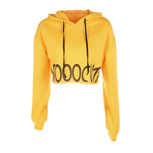 Дамски модерен суичър с качулка и надпис в три цвята